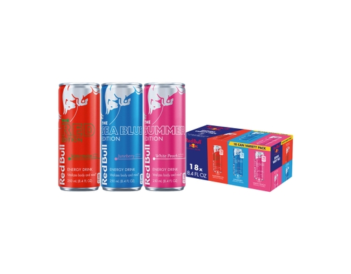 Red Bull Energy Drink Variety Pack, Red, Summer & Sea Blue, 80mg