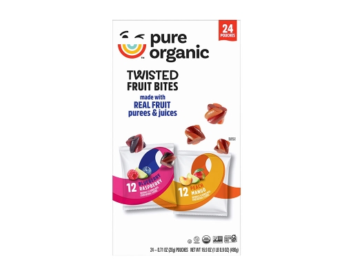 Variety Pack Twisted Fruit Bites, Blueberry Raspberry, Peach Mango, 24 count, 0.71 oz. Pure Organic image 0