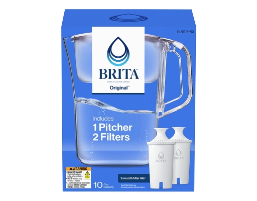 Large 10-Cup Water Filter Pitcher Plus 2 Filters Brita image 0