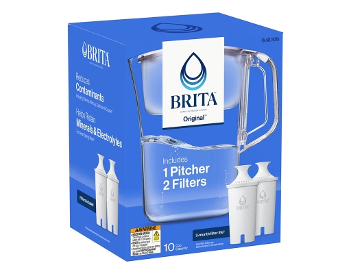 Large 10-Cup Water Filter Pitcher Plus 2 Filters Brita image 1