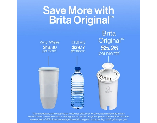 Large 10-Cup Water Filter Pitcher Plus 2 Filters Brita image 10