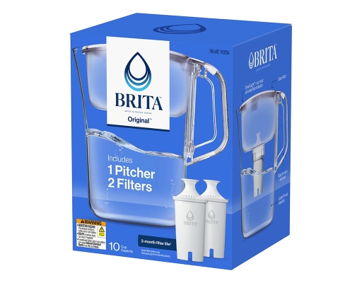 Large 10-Cup Water Filter Pitcher Plus 2 Filters Brita image 2