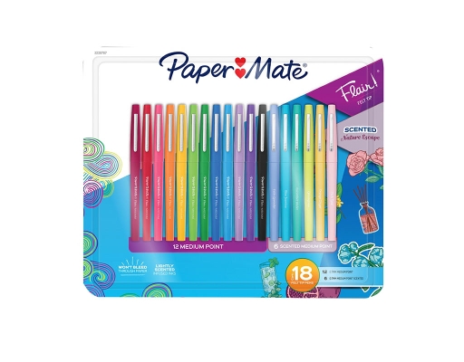 Flair Felt Tips Pens, Classic and Scented Pens, 18 count. Paper Mate image 0