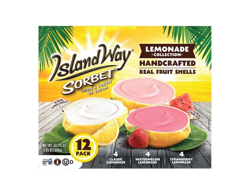 Lemonade Collection, Handcrafted Assorted Fruit Sorbet, 12 count. Island Way image 0