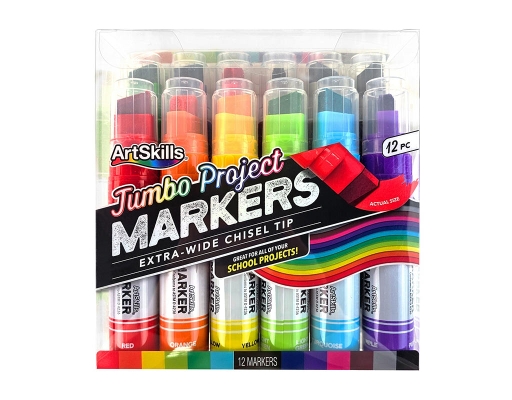 Jumbo Project Markers Extra Wide Chisel Tip Project Marker 12 count ArtSkills image 0