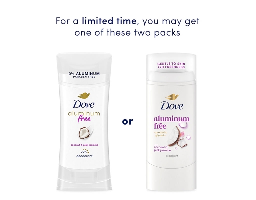 Aluminum Free Deodorant Stick, Coconut & Pink Jasmine, 4 pack, 2.4 oz. each Dove image 4