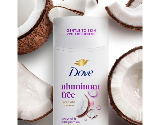 Aluminum Free Deodorant Stick, Coconut & Pink Jasmine, 4 pack, 2.4 oz. each Dove image 5
