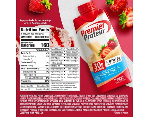 Premier Protein 30g High Protein Shake, Strawberries & Cream 11 fl. oz ...