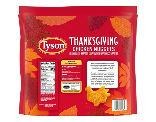 Thanksgiving Turkey-Shaped Fully-Cooked Chicken Nuggets, Frozen, 56 oz. Tyson image 3