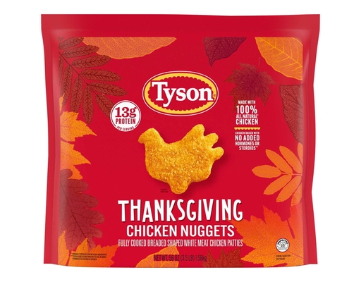Thanksgiving Turkey-Shaped Fully-Cooked Chicken Nuggets, Frozen, 56 oz. Tyson image 0