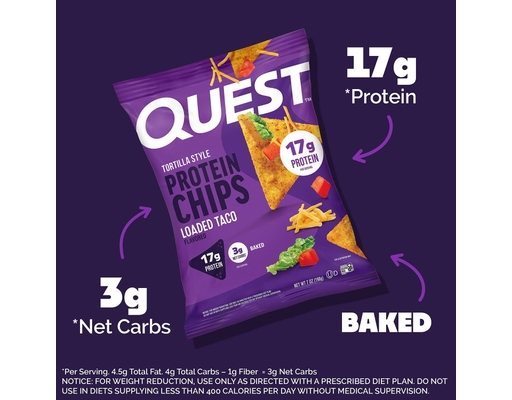 Quest Loaded Taco Flavored Protein Tortilla Chips, 7 oz.
