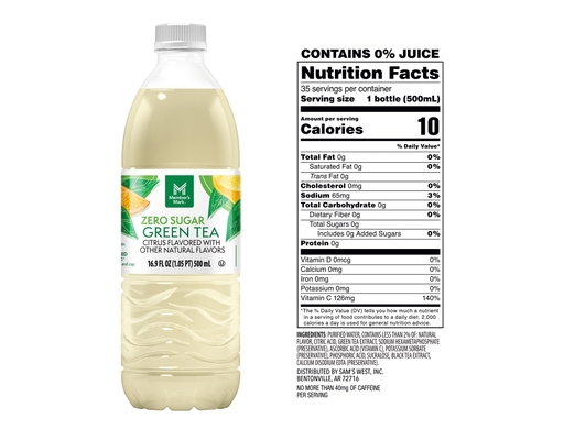Member's Mark Zero Sugar Green Tea, 16.9 fl. oz., 35 pack