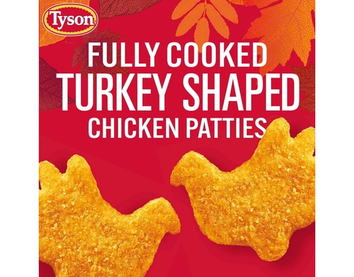 Thanksgiving Turkey-Shaped Fully-Cooked Chicken Nuggets, Frozen, 56 oz. Tyson image 8