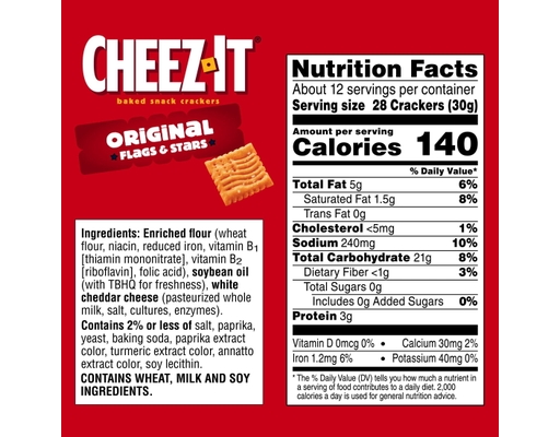 Kellogg's Original Cheez It Crackers Flags & Stars Shapes, 37.2 oz.