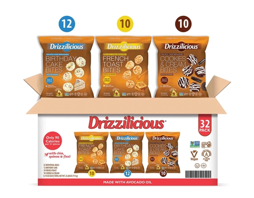 Drizzilicious Mini Rice Cakes Variety Pack, 0.74 oz., 32 pack.