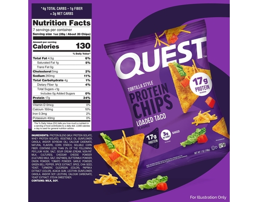 Quest Loaded Taco Flavored Protein Tortilla Chips, 7 oz.