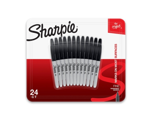Sharpie Permanent Marker, Fine Tip, Black, 24 Count