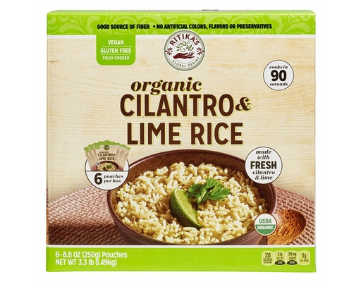 Ritika's Organic Cilantro & Lime Rice, 8.8 oz, 6 count