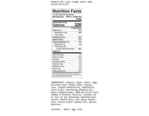 Pumpkin Pie, 58 oz Kirkland Signature image 1