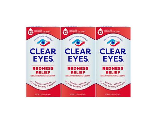 LOT Of 3 Clear Eyes Redness Relief Sterile Eye Drops - 0.2 Oz Travel Size, Dryness Relief, Exp June 2027
