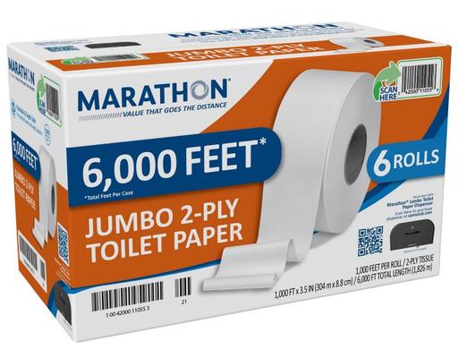 Jumbo 2-Ply Toilet Paper, 1000 Feet (6-pk) Marathon