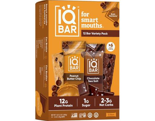 Plant Protein Bar Variety Pack, 12 bars IQBAR