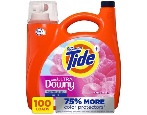 Liquid Laundry Detergent, April Fresh Scent, 100 Loads, 128 fl oz Tide