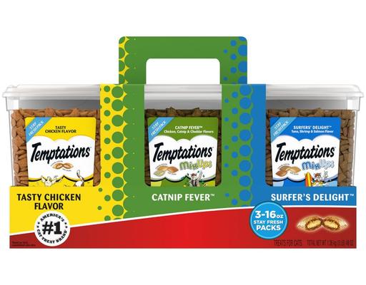 Cat Treats Variety Pack with Tasty Chicken Flavor, Catnip Fever, & Surfers' Delight, 16 oz., 3 count Temptations