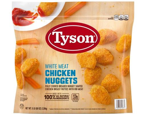 Breaded Chicken Nuggets, Frozen, 5 lbs. Tyson