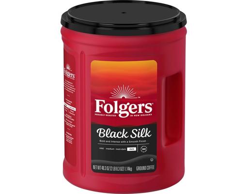 Dark Roast Ground Coffee, Black Silk, 40.3 oz. Folgers