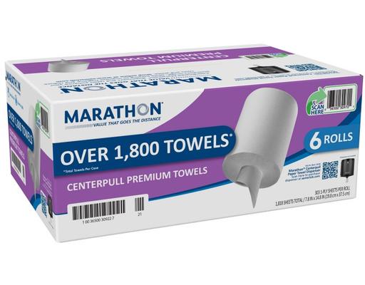 Centerpull Premium 1-Ply White Paper Towels 6 rolls, 300sheets/roll Marathon