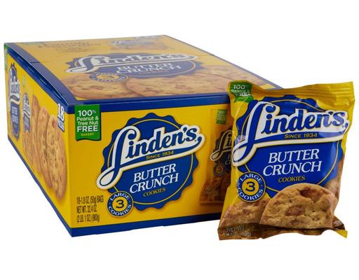 Butter Crunch Cookies, 1.8 oz., 18 pack Linden's