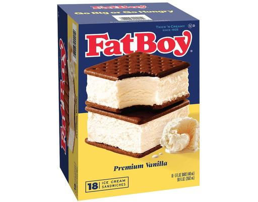 Premium Vanilla Ice Cream Sandwich, Frozen 18 count FatBoy