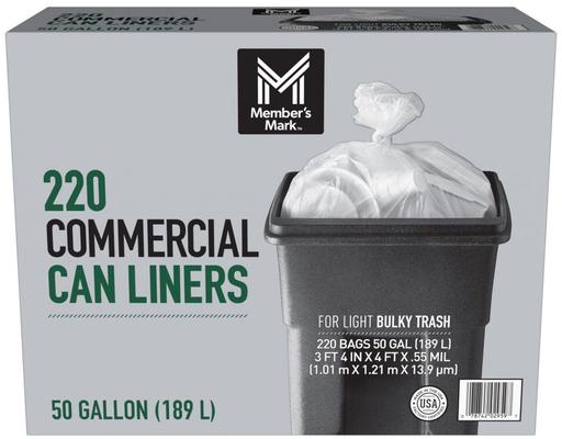 50-Gallon Commercial Can Liners, 220 count Member's Mark