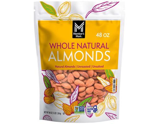 Natural Whole Almonds, 3 lbs. Member's Mark