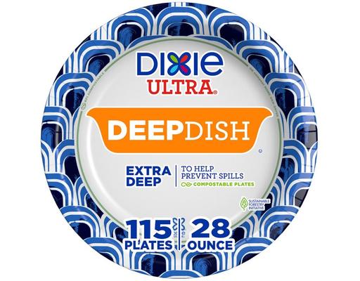 Ultra Extra Deep Dish Paper Plates, 9" 28 oz., 115 ct. Dixie