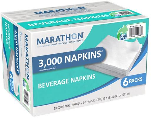 Beverage Napkins, 500 ct (6-pk) Marathon