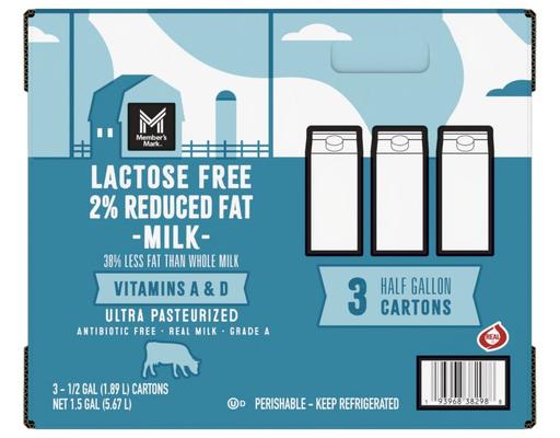 Lactose Free 2% Reduced Fat Milk, 64 fl. oz., 3 pack Member's Mark