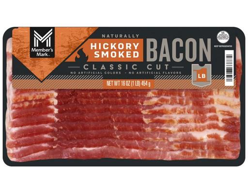 Naturally Hickory Smoked Bacon, 1 lb., 3 pack Member's Mark