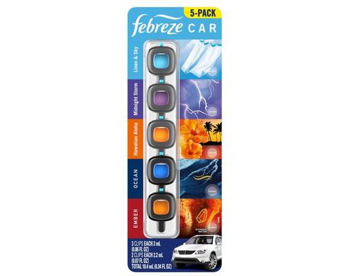 Car Air Freshener Clips, 5-pack, Assorted Scents Febreze