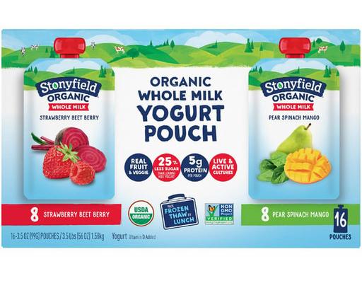 Organic Yogurt Pouch, Variety Pack, 3.5 oz, 16-count Stonyfield