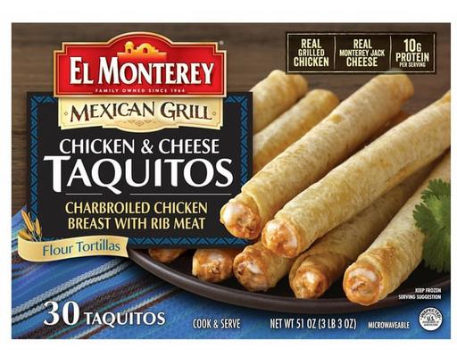 Mexican Grill Taquitos, Chicken & Cheese, 30-count El Monterey