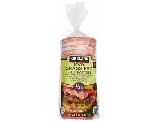 Grass-Fed Beef Patties, 1/3 lb Patty, 15-count Kirkland Signature