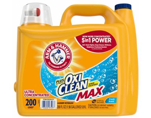 Plus OxiClean Max HE Liquid Laundry Detergent, Fresh, 200 Loads, 200 fl oz Arm & Hammer