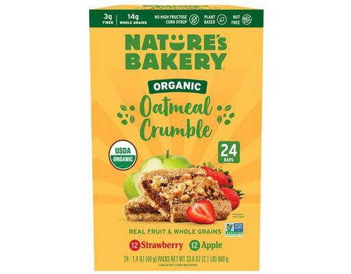 Organic Oatmeal Crumble Strawberry & Apple Bars, 24 pk Nature's Bakery