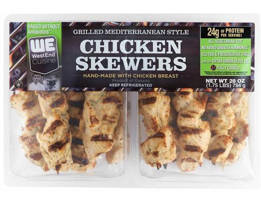 Grilled Chicken Skewers, Mediterranean Style, 2 oz, 14-count WestEnd Cuisine