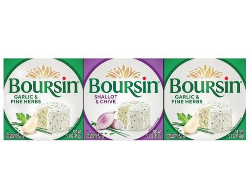 Garlic & Fine Herbs + Shallot & Chive, Gournay Cheese, 5.2 oz, 3-count Boursin