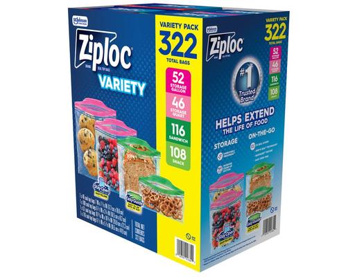 Seal Top Bag, Variety Pack, 322-count Ziploc