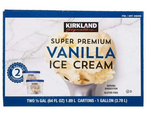 Super Premium Vanilla Ice Cream, 64 oz, 2-count Kirkland Signature