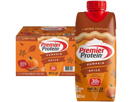 30g High Protein Shake, Pumpkin Spice, 11 fl. oz., 15 pk. Premier Protein